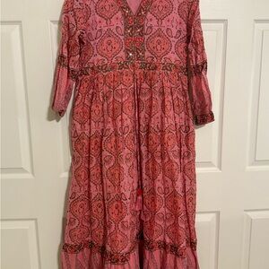 Bella Tu- Elegant Pink Patterned Women's Dress